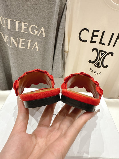 Alaia 25 Flower Slippers Red Sheepskin 302675