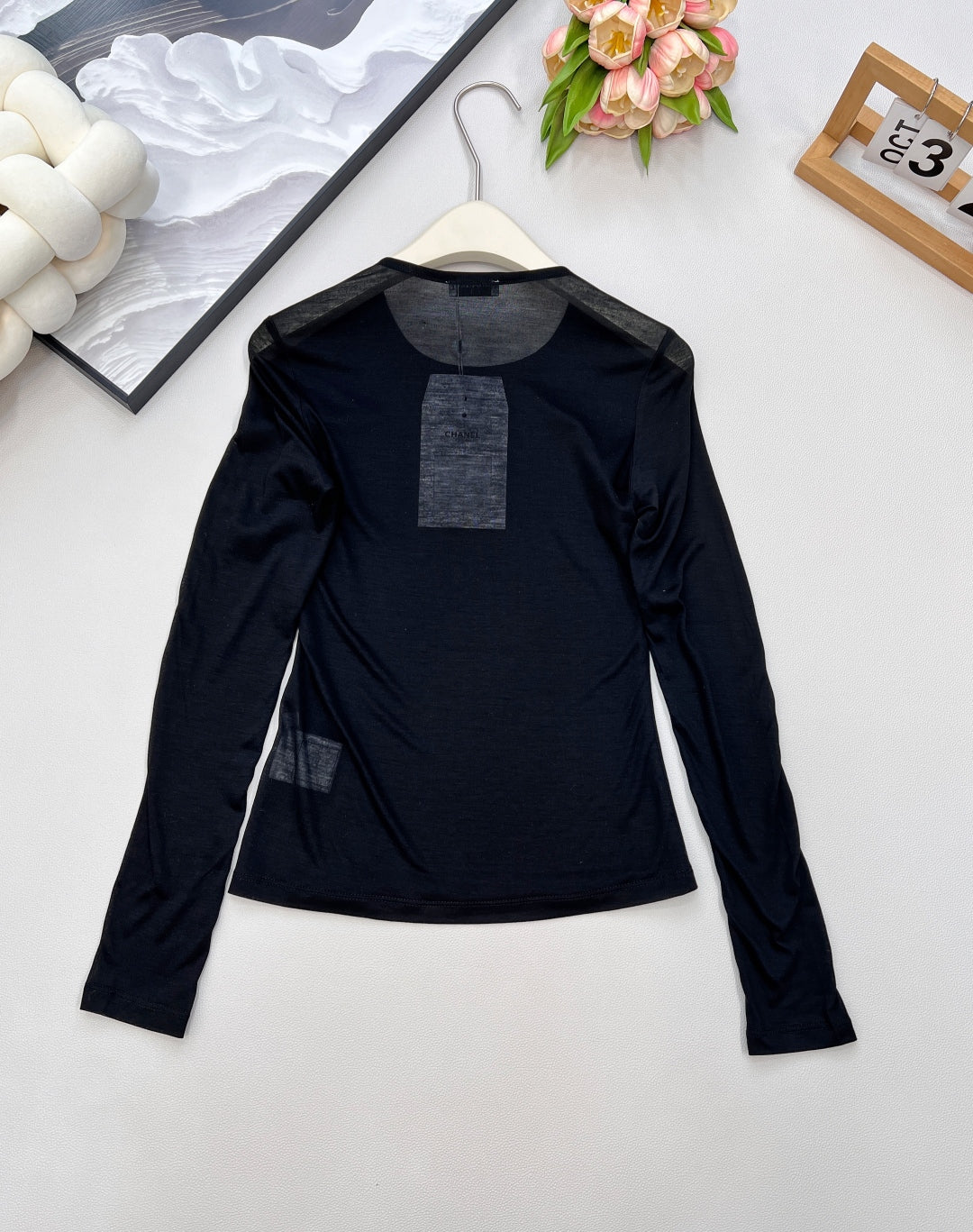 CC 25 Long sleeve T-shirt White And Black Tencel 385T2