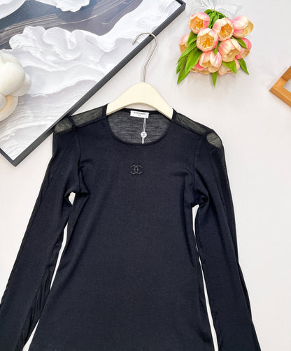 CC 25 Long sleeve T-shirt White And Black Tencel 385T2
