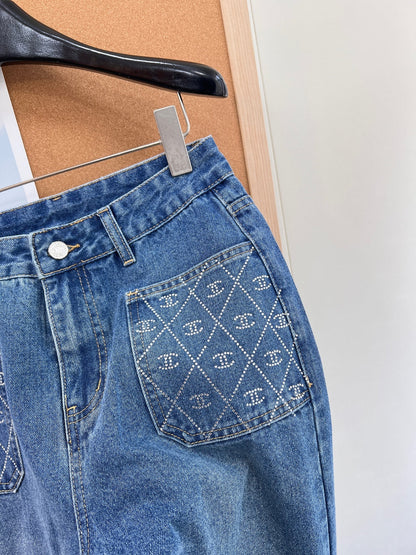 Chanel 2026 Jeans With Rhinestone Pockets Blue Cotton 148279