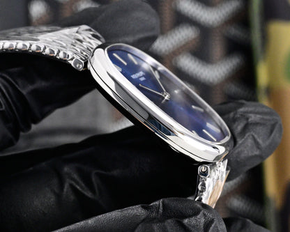 Patek Philippe Golden Ellipse 27mm Blue Dial Steel Strap