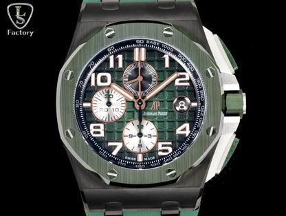 Audemars Piguet Royal Oak Offshore Chronograph 44mm Black Case Green Silver Dial