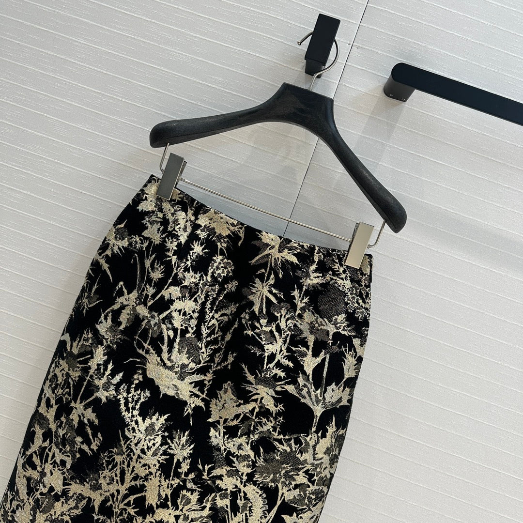 CD 25 Print Shirt Black Gold Jacquard fabric