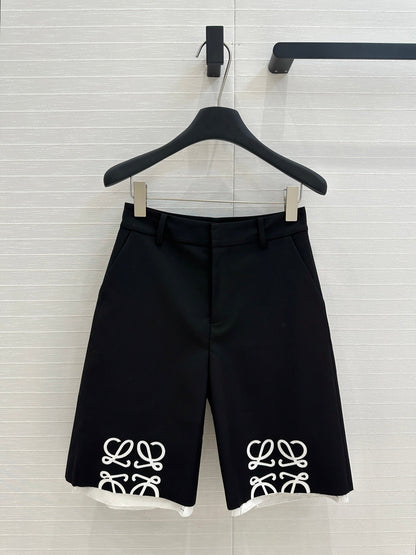 Loewe Striped Mid-length Shorts Black Cotton
