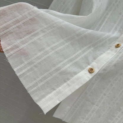 Loewe Hollow Logo Embroidered Striped Shirt White Cotton