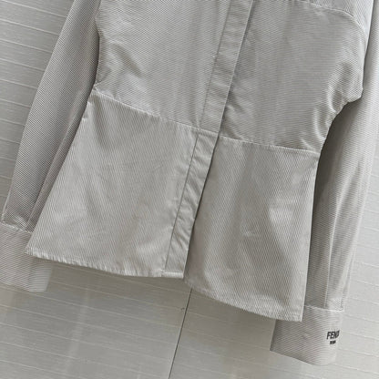 Fendi 25 Patchwork Waist Shirt Light Gray Cotton