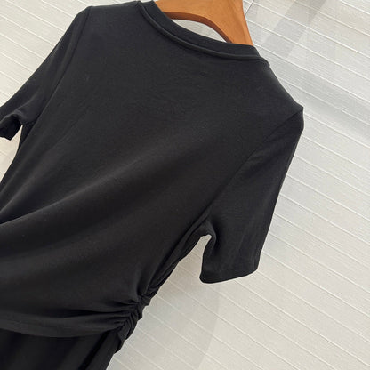 Loewe 25 Knotted Short-sleeved Dress Black Viscose