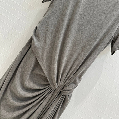 Loewe 25 Knotted Short-sleeved Dress Gray Viscose