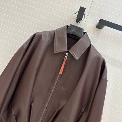 Loewe Draped Jacket Brown Lambskin