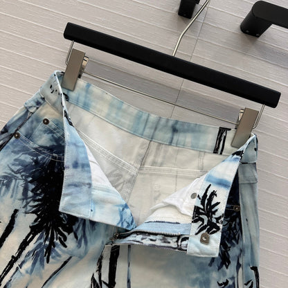 CD 25 Denim Short White Blue Black Cotton