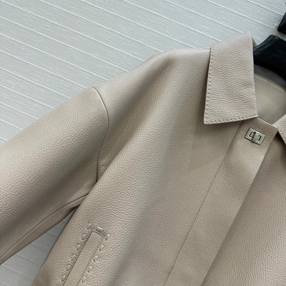 Fendi 25 Leather Jacket Light Camel 0022