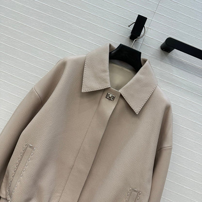 Fendi 25 Leather Jacket Light Camel 0022