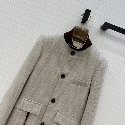 LP 25 Jacket Gray mix Brown Tencel Linen Cotton 310159