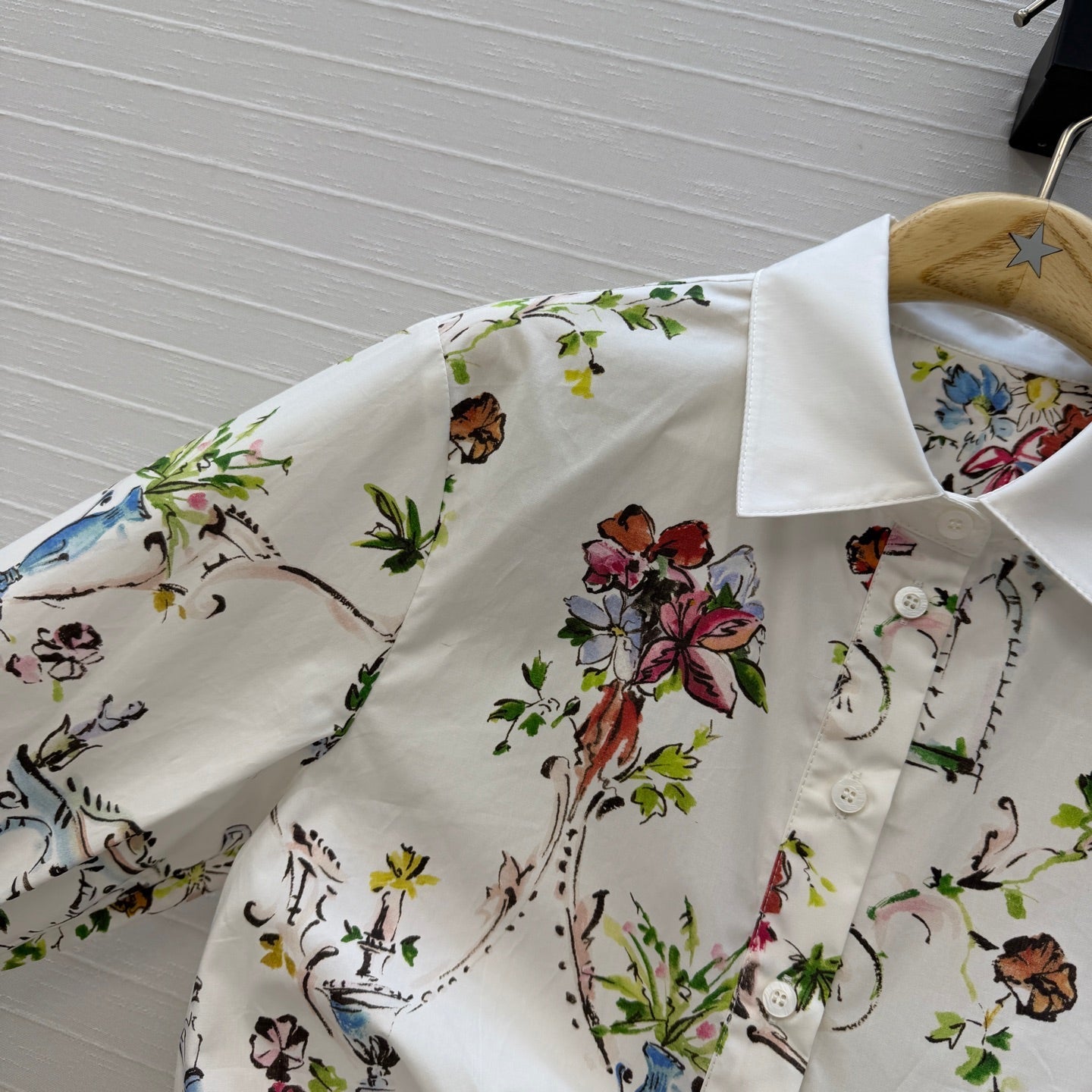 Dior 2026 Floral Print Shirt White Cotton 401995