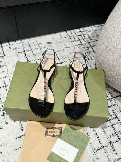 THONG SANDAL IN BLACK CALFSKIN 1