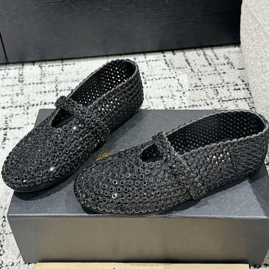 Alaia 25 Embellished Mary Jane Flats Black Suede  293178