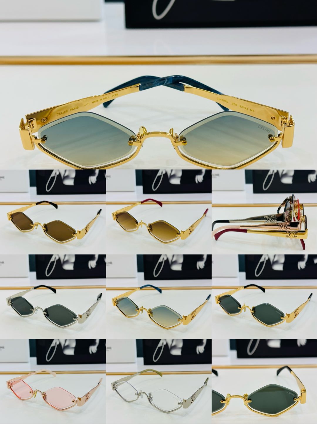 TRIOMPHE SEMI-RIMLESS SUNGLASS CL42117U IN METAL OCTAGON LENSES