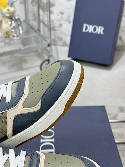CD B27 Low-Top Sneaker 30mm In Charcoal Blue Monogram Calfskin 100787