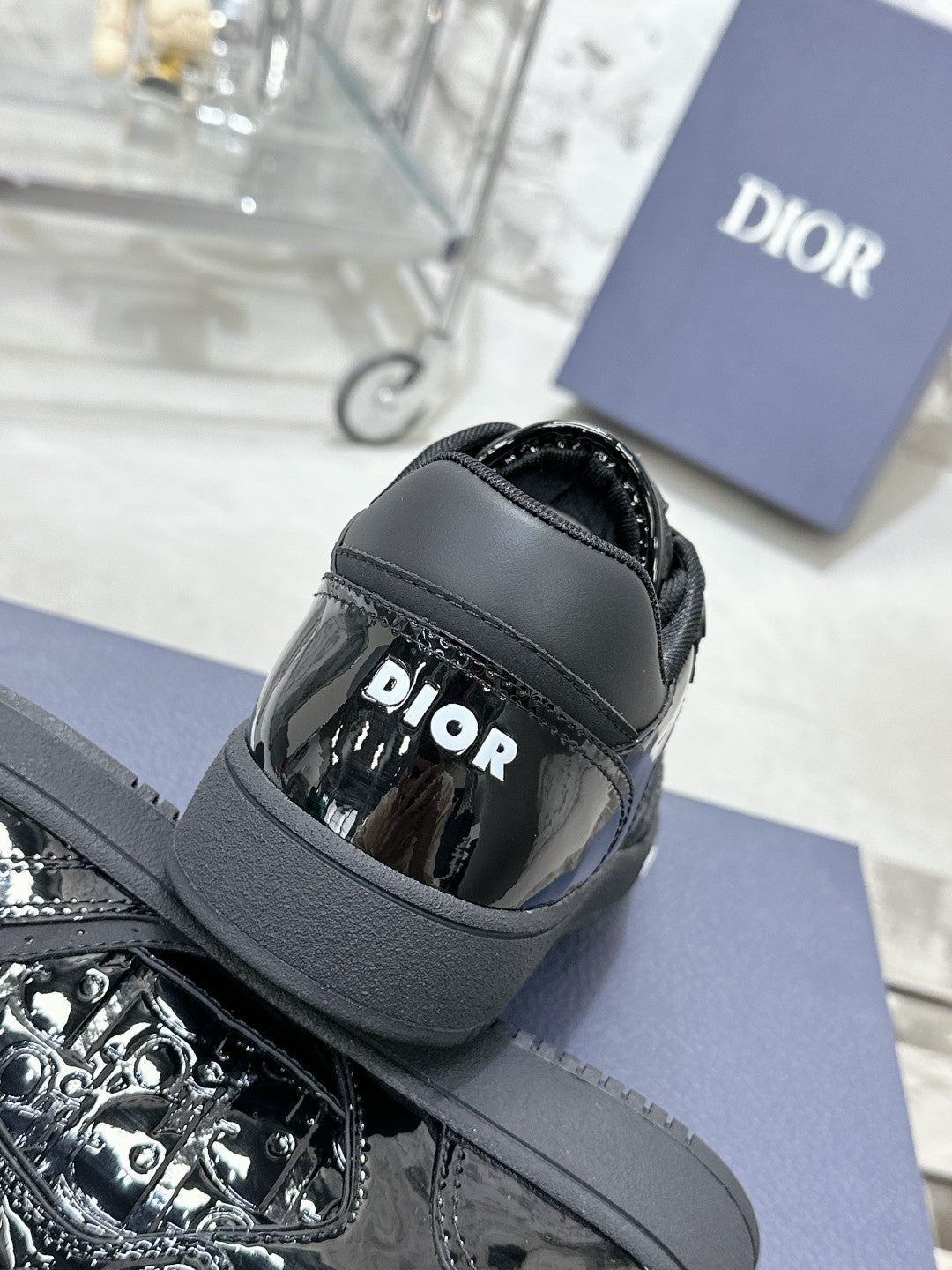 CD B27 Low-Top Sneaker 30mm In Black Monogram Calfskin 100803