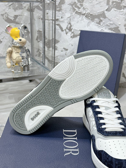 CD B27 Low-Top Sneaker 30mm In Deep Blue Monogram Calfskin  100821
