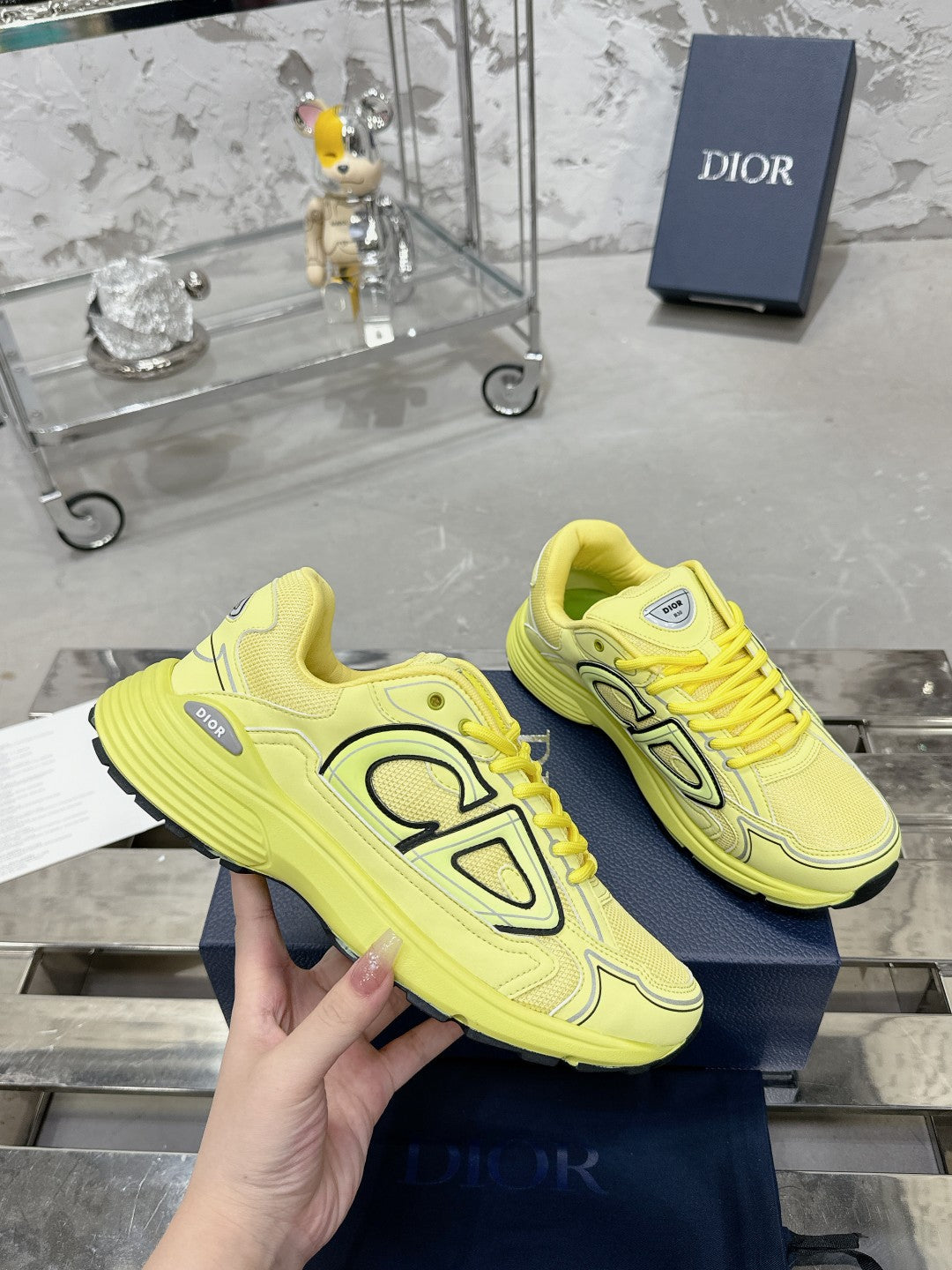 CD B30 Sneaker 35mm In Yellow Mesh Fabric 100642