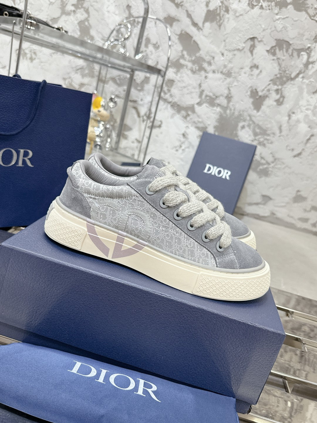 B33 Sneaker 30mm Dark Grey Mix Light Grey Monogram Suede 103966
