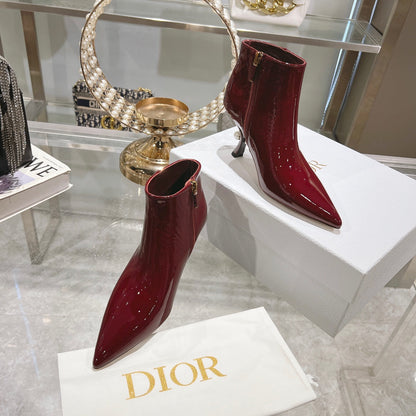 CD Tribales Heeled Ankle Boot 65mm In Red Glossy Cowhide 996432