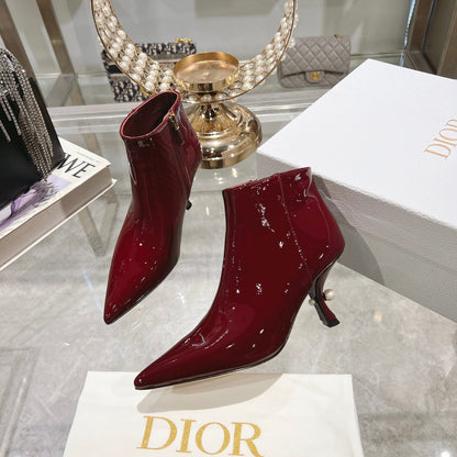 CD Tribales Heeled Ankle Boot 65mm In Red Glossy Cowhide 996432