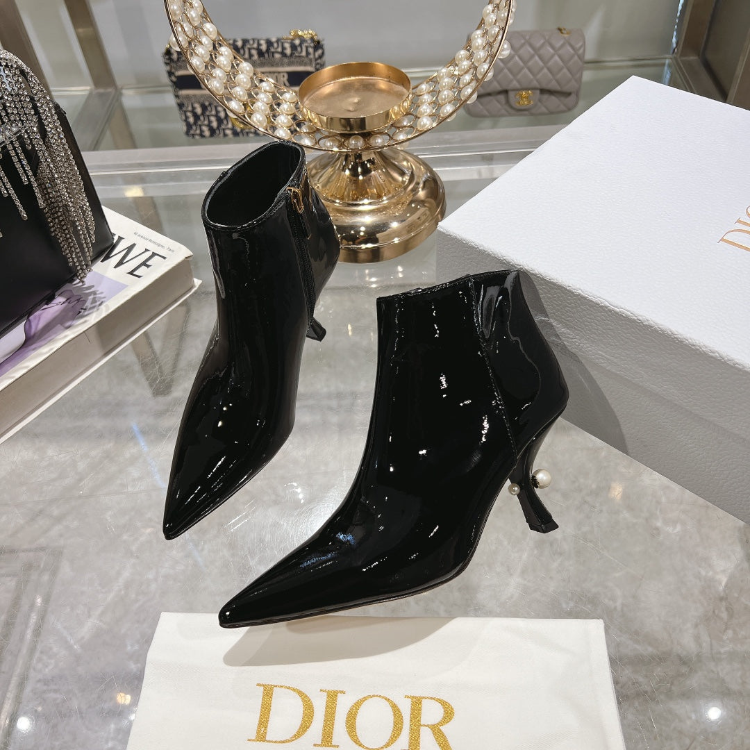 CD Tribales Heeled Ankle Boot 65mm In Black Glossy Cowhide 996434
