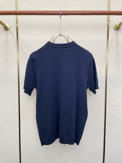 GC 2026 Men's  Shirt Navy Blue Embroidered Silk Cotton 698847