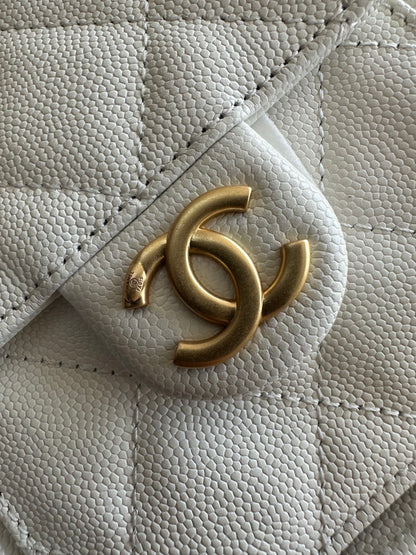 Chanel 2025 Backpack 23cm White Grained Calfskin 318277
