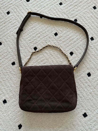 Chane 2026 Shoulder Bag 25cm Brown Suede