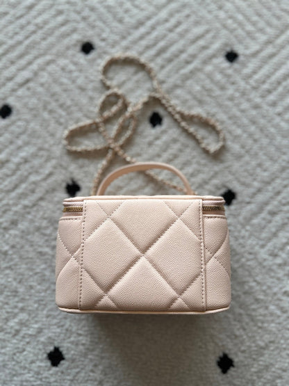 Chanel 2025 Vanity 17cm Bag Light Beige Caviar Leather 320296