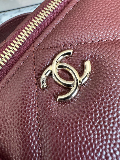 Chanel 2025 Vanity 17cm Bag Burgundy Caviar Leather 320301