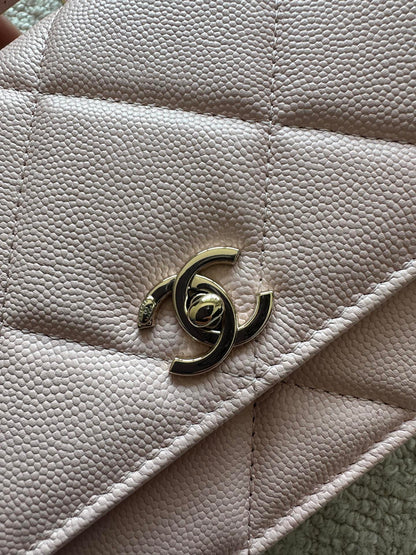 Chanel 2025 Trendy CC Wallet on Chain 19cm Bag Pink Caviar Leather 320290