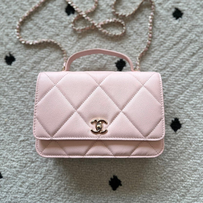 Chanel 2025 Trendy CC Wallet on Chain 19cm Bag Pink Caviar Leather 320290