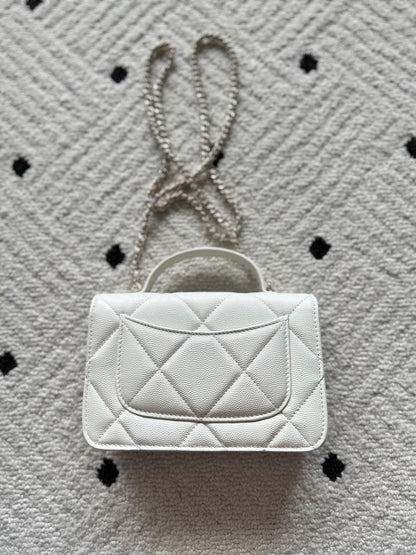 Chanel 2025 Trendy CC Wallet on Chain 19cm Bag White Caviar Leather 320292