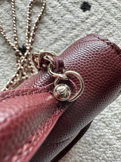 Chanel 2025 Trendy CC Wallet on Chain 19cm Bag Burgundy Caviar Leather 320294