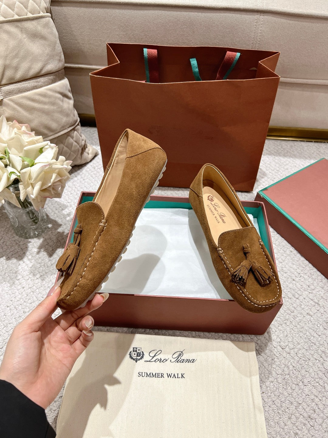 LP Dot sole walk mocassin Copper Brown  Suede 215001