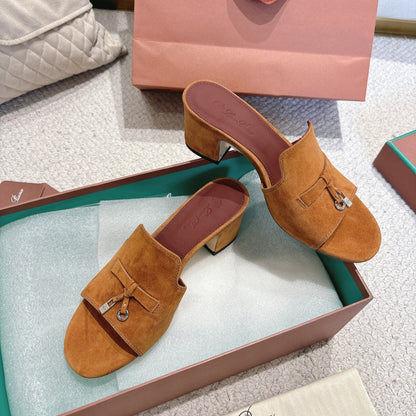 LP 25 Summer Charm Sandal 55 Brown Suede Dard Red Calfskin