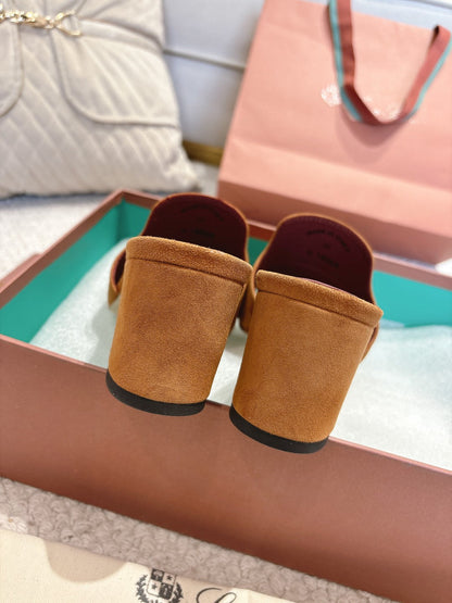 LP 25 Summer Charm Sandal 55 Brown Suede Dard Red Calfskin