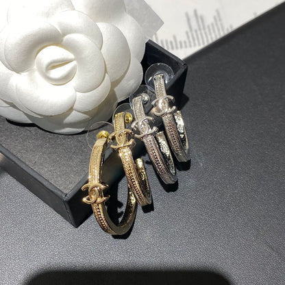 CC Double C Snake Bone Circular Hoop Earrings
