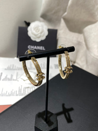 CC Double C Snake Bone Circular Hoop Earrings