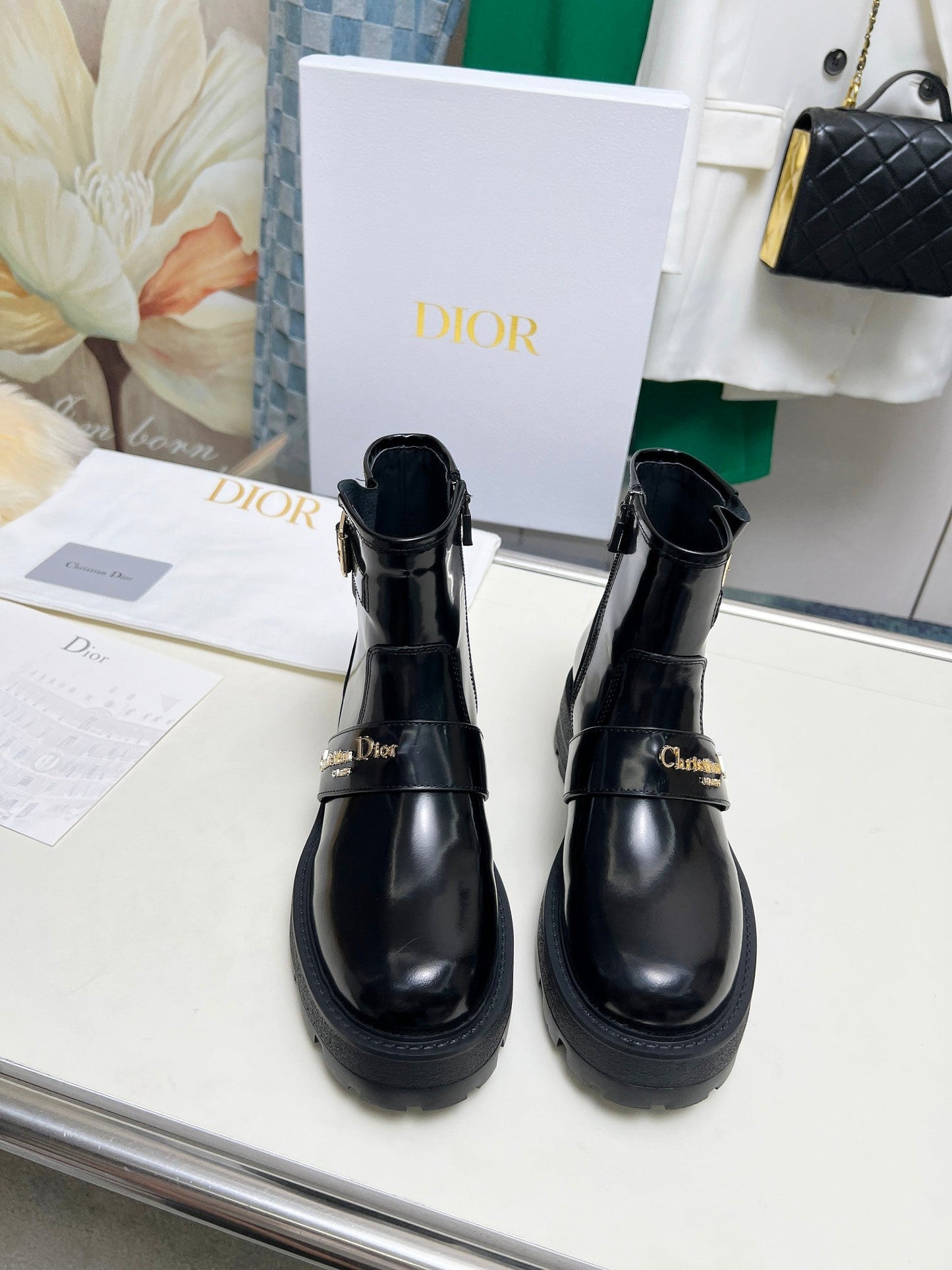 CD D-Quest Ankle Boot Glossy Black Calfskin