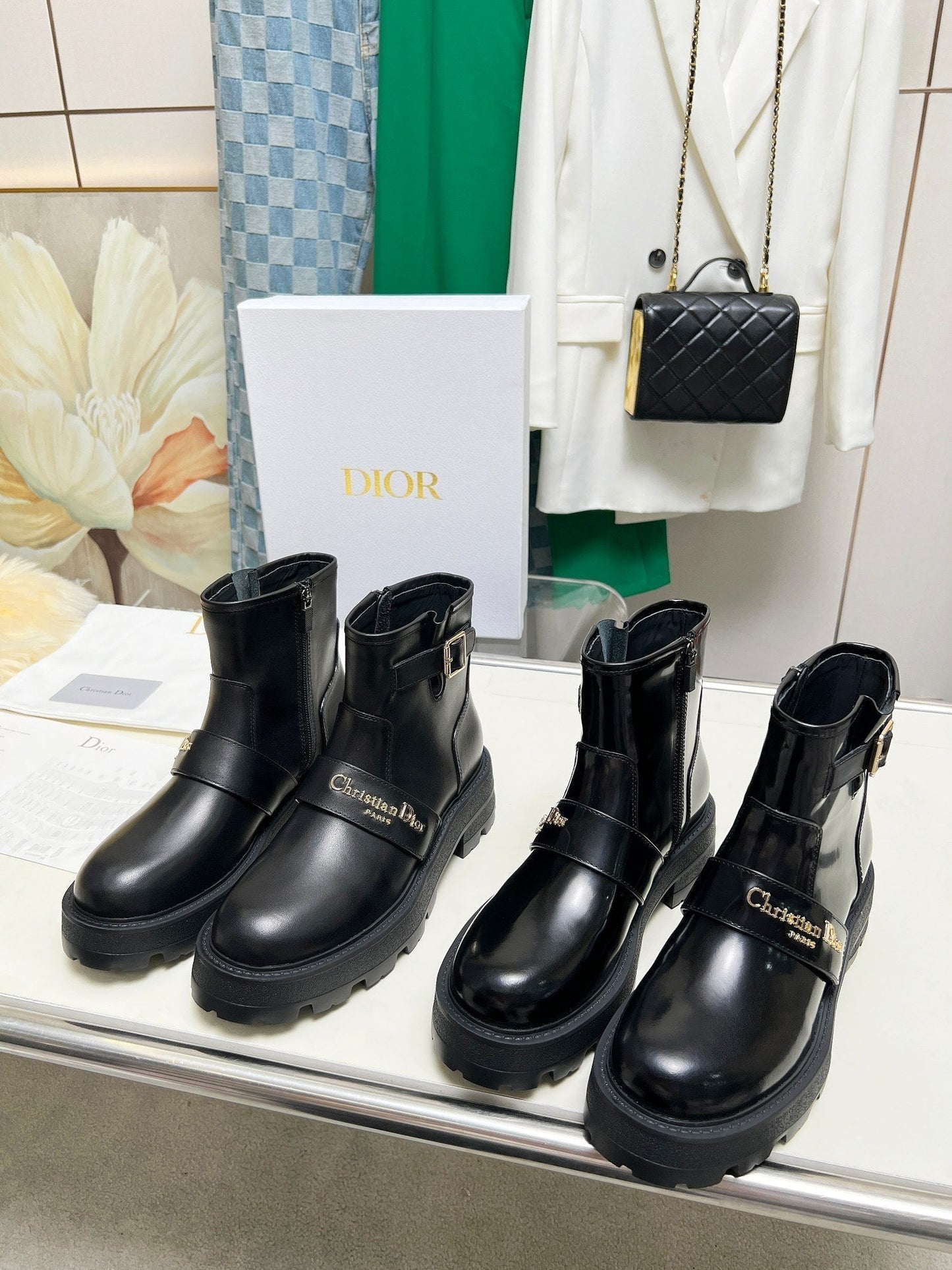CD D-Quest Ankle Boot Plain Black Calfskin