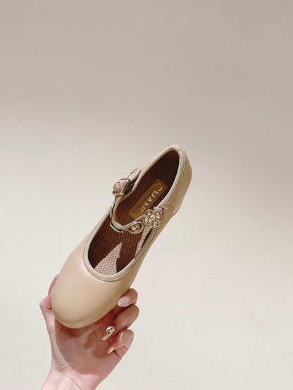 CC HIGH MARY JANE ALMOND BEIGE LAMBSKIN