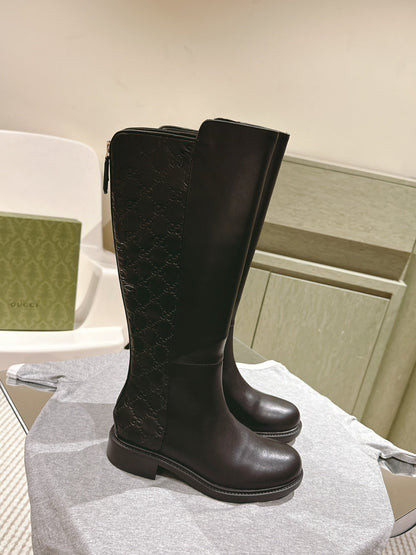 Gucci Riding Long Boot Black Sheepskin 484877