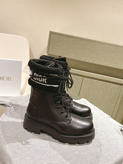 CD Ankle Boots In Black Calfskin With Wool Fleece Lining 995819