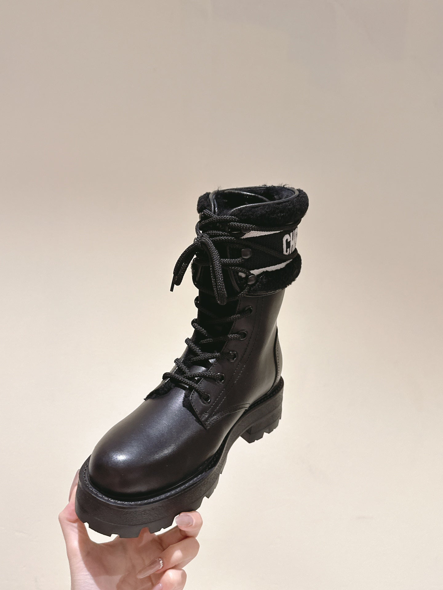 CD Ankle Boots In Black Calfskin With Wool Fleece Lining 995819