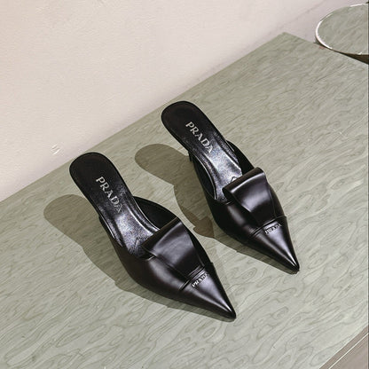 PRA 2026S High Heel Mule 80 Black Sheepskin 657665